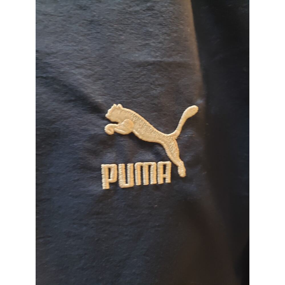 Puma Bomber Jacket Mens Medium Dark Denim Retro Classic Reversible Full Zipper - Picture 10 of 16